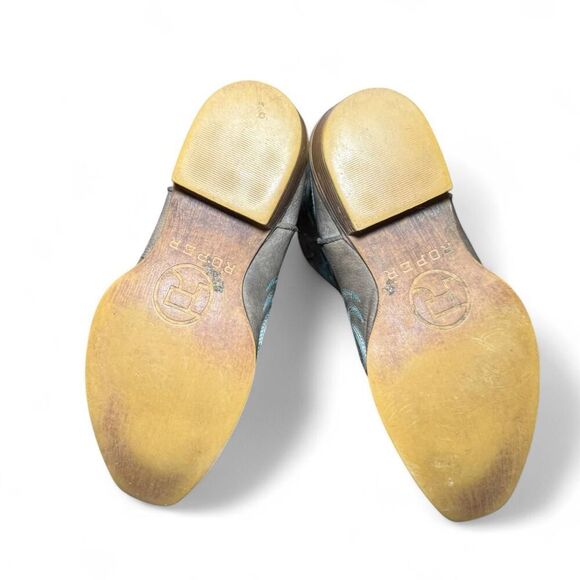 Roper Women’s Size 8.5 Western Cowboy Boots Gray Blue Stitching Square Toe All M - Picture 5 of 8